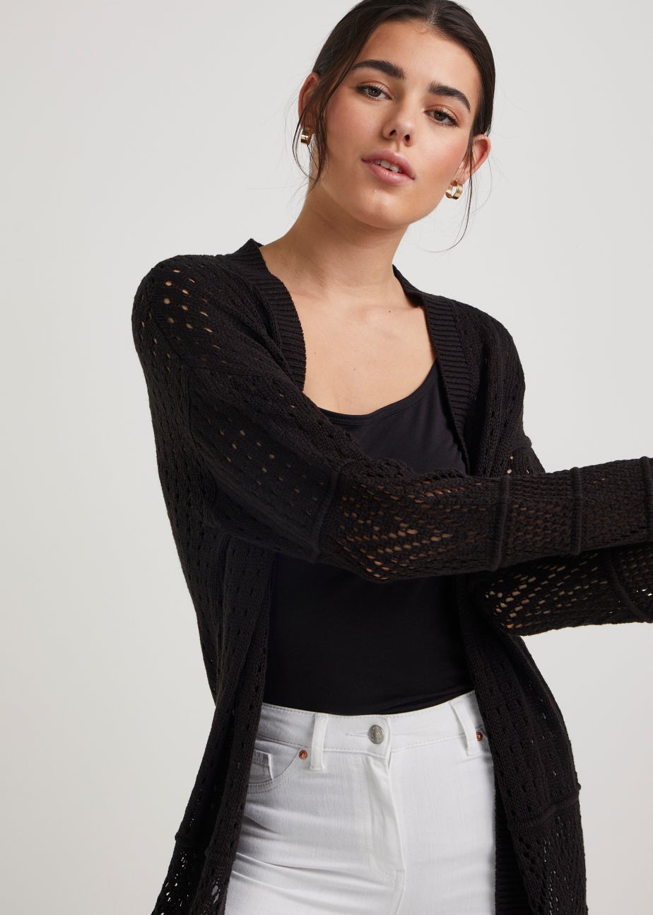 Papaya Petite Black Pointelle Cardigan