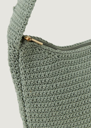 Green Macrame Slouch Crossbody Bag