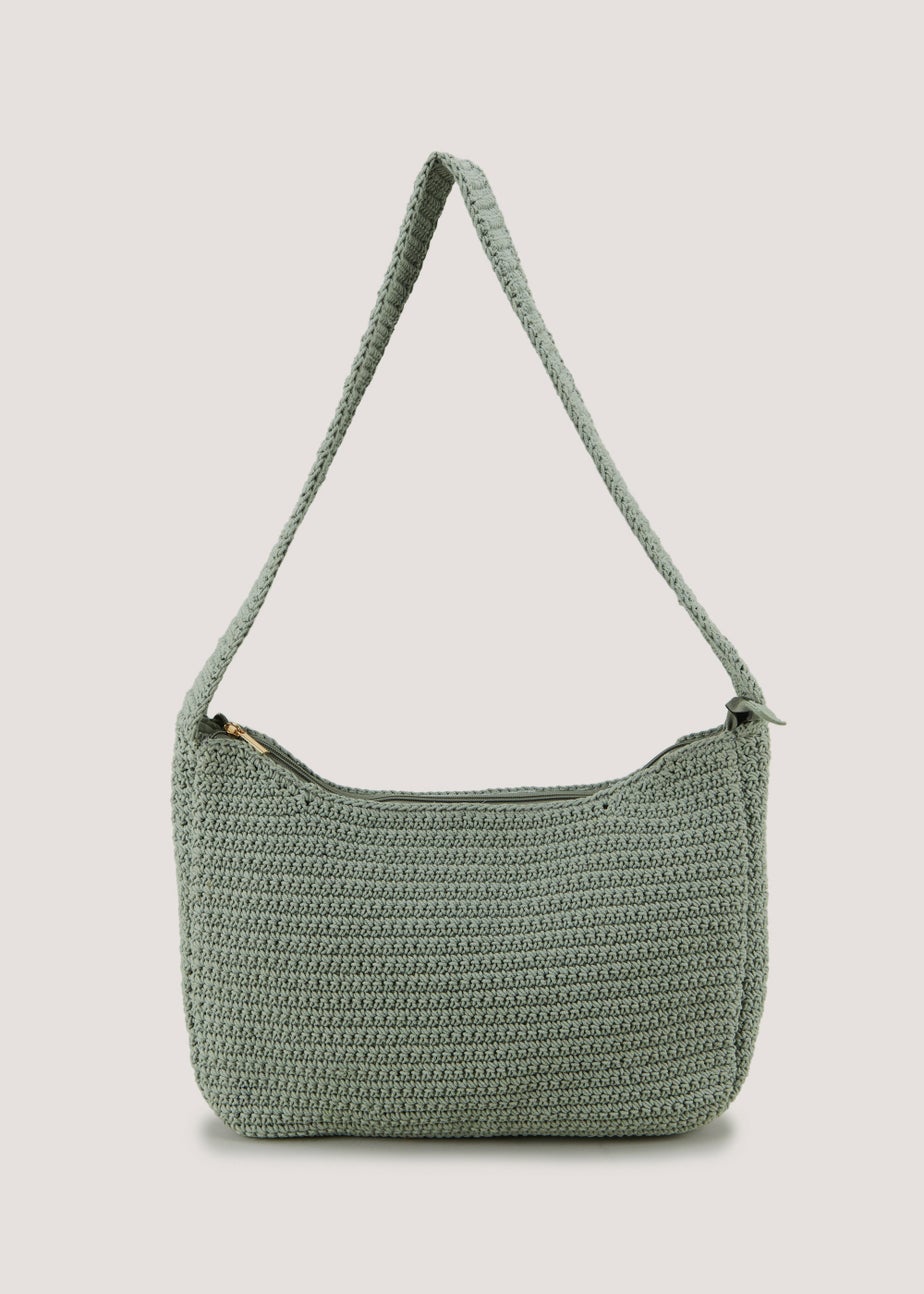 Green Macrame Slouch Crossbody Bag