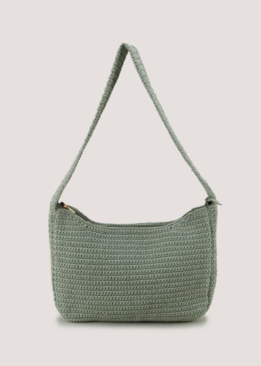 Green Macrame Slouch Crossbody Bag