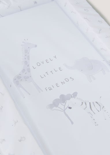 White & Grey Safari Animal Baby Changing Mat (78cm x 46cm)
