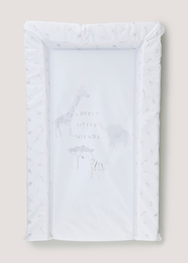White & Grey Safari Animal Baby Changing Mat (78cm x 46cm)