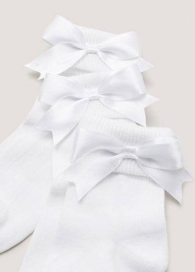 3 Pack White Bow Socks (Younger 6-Older 5.5)