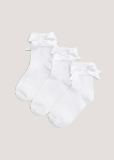 3 Pack White Bow Socks (Younger 6-Older 5.5)