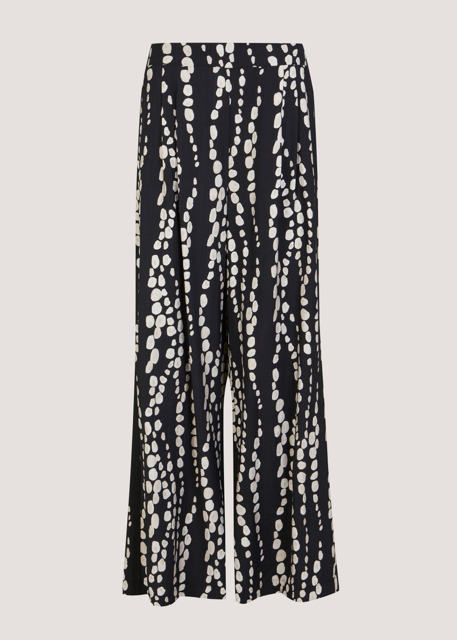 Papaya Petite Black & White Print Wide Leg Trousers