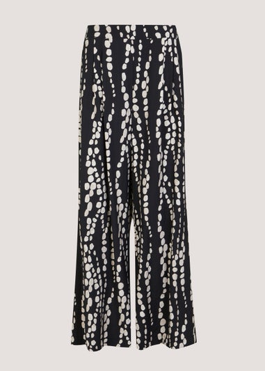 Papaya Petite Black & White Print Wide Leg Trousers