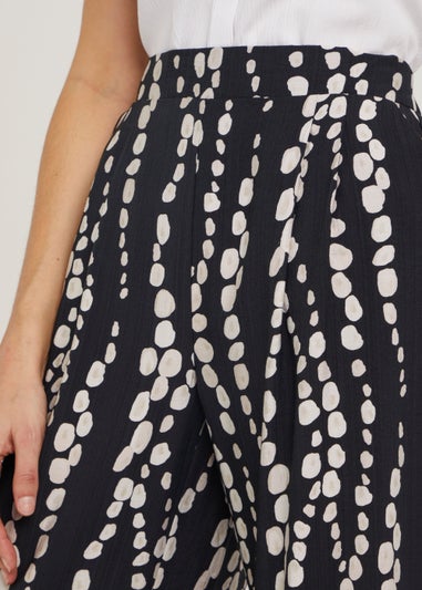 Papaya Petite Black & White Print Wide Leg Trousers