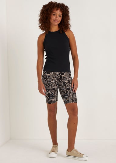 Brown Print Cycling Shorts