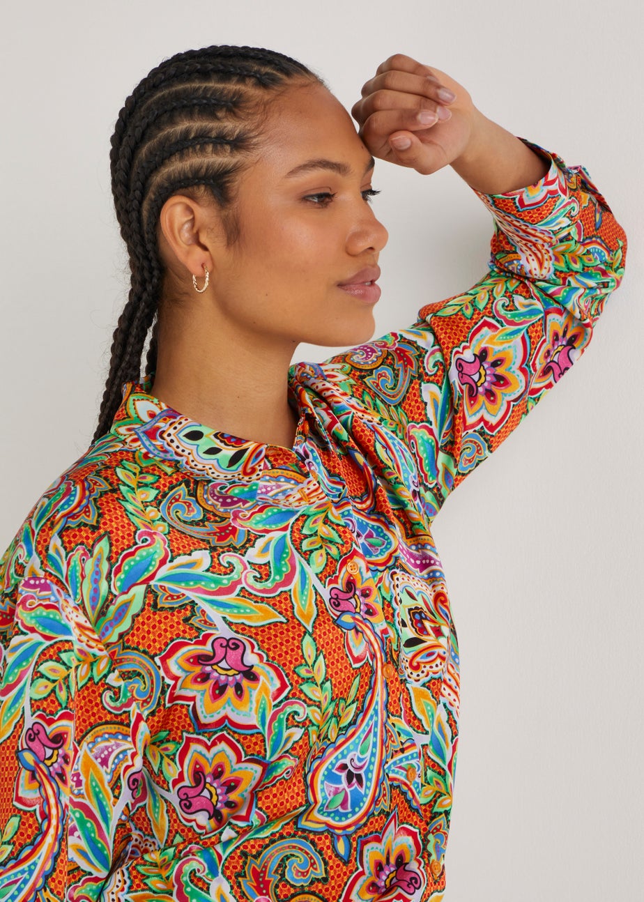 Be Beau Multicoloured Paisley Satin Shirt