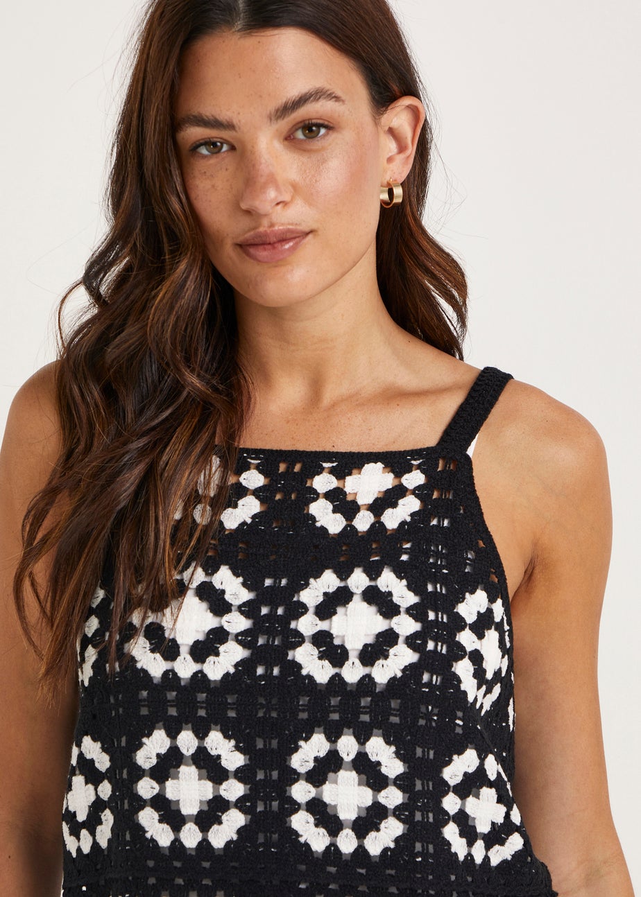 Monochrome Crochet Lace Vest Top