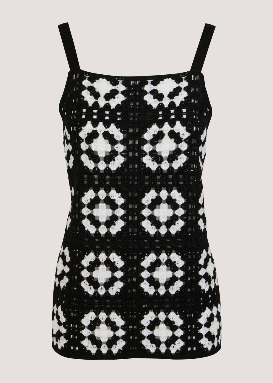 Monochrome Crochet Lace Vest Top