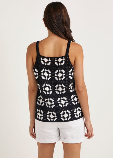 Monochrome Crochet Lace Vest Top