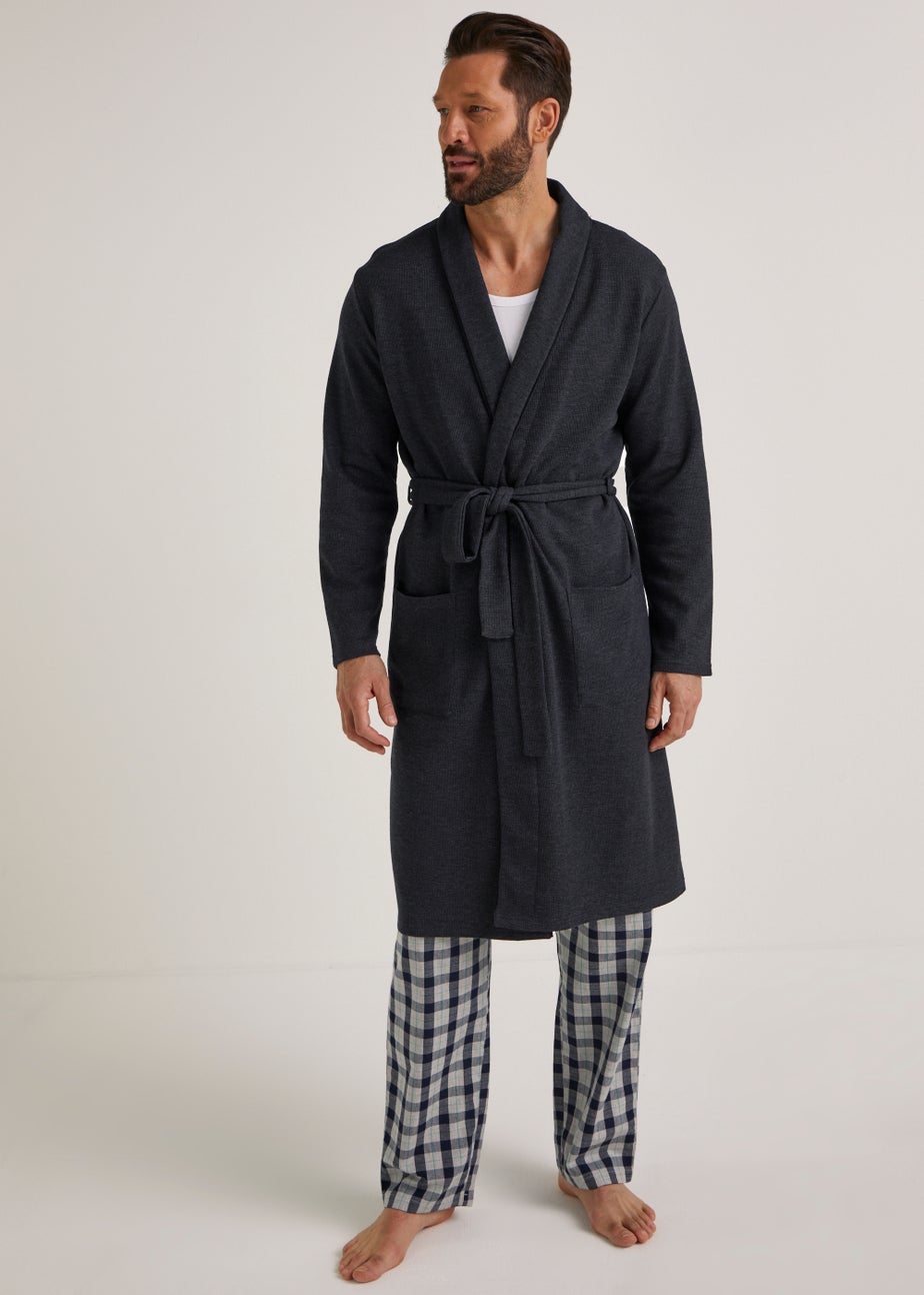Navy Waffle Dressing Gown