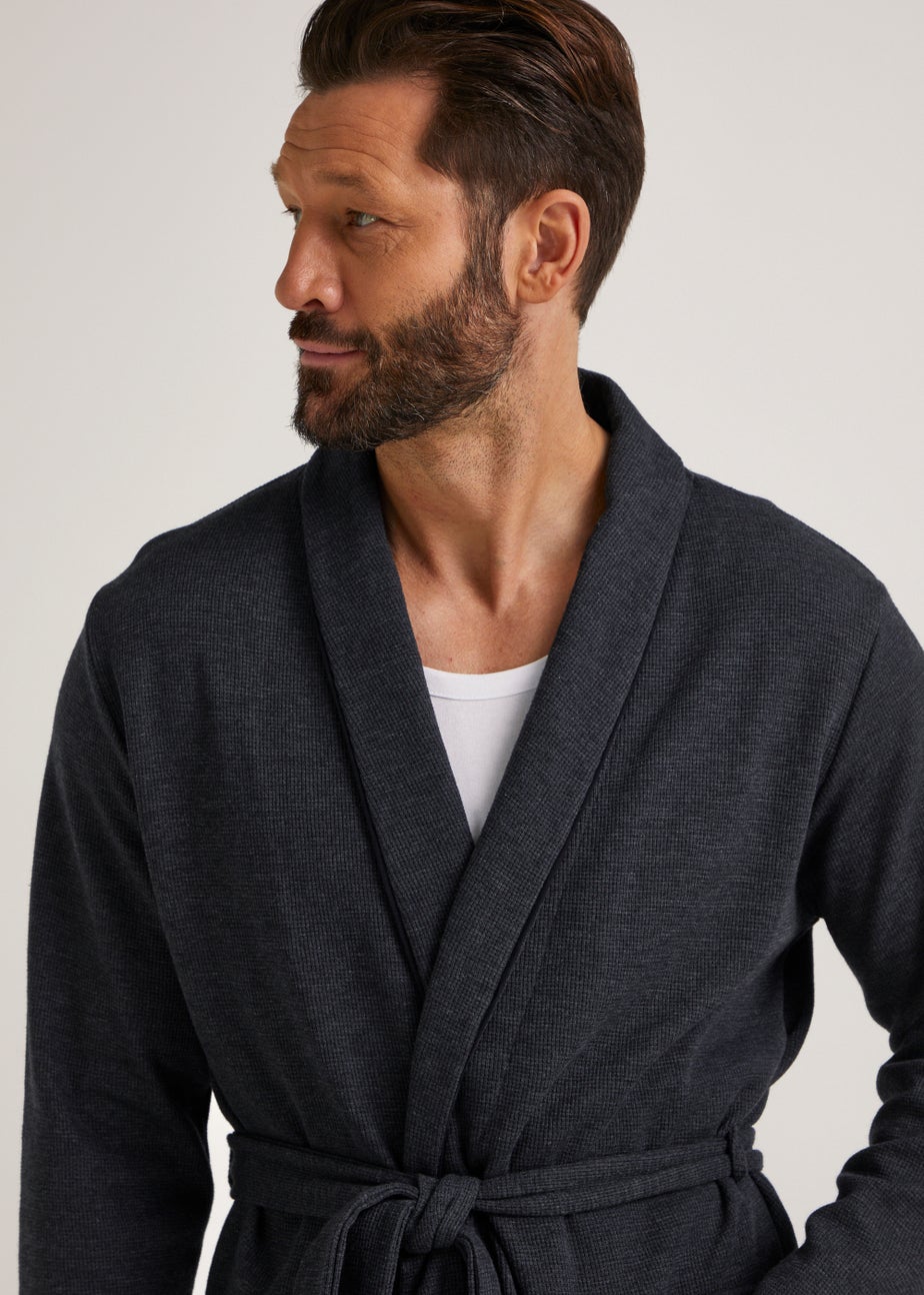 Navy Waffle Dressing Gown