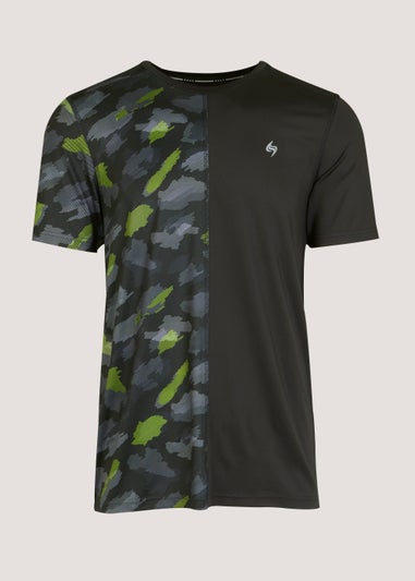 Souluxe Black Sketch Print Sports T-Shirt