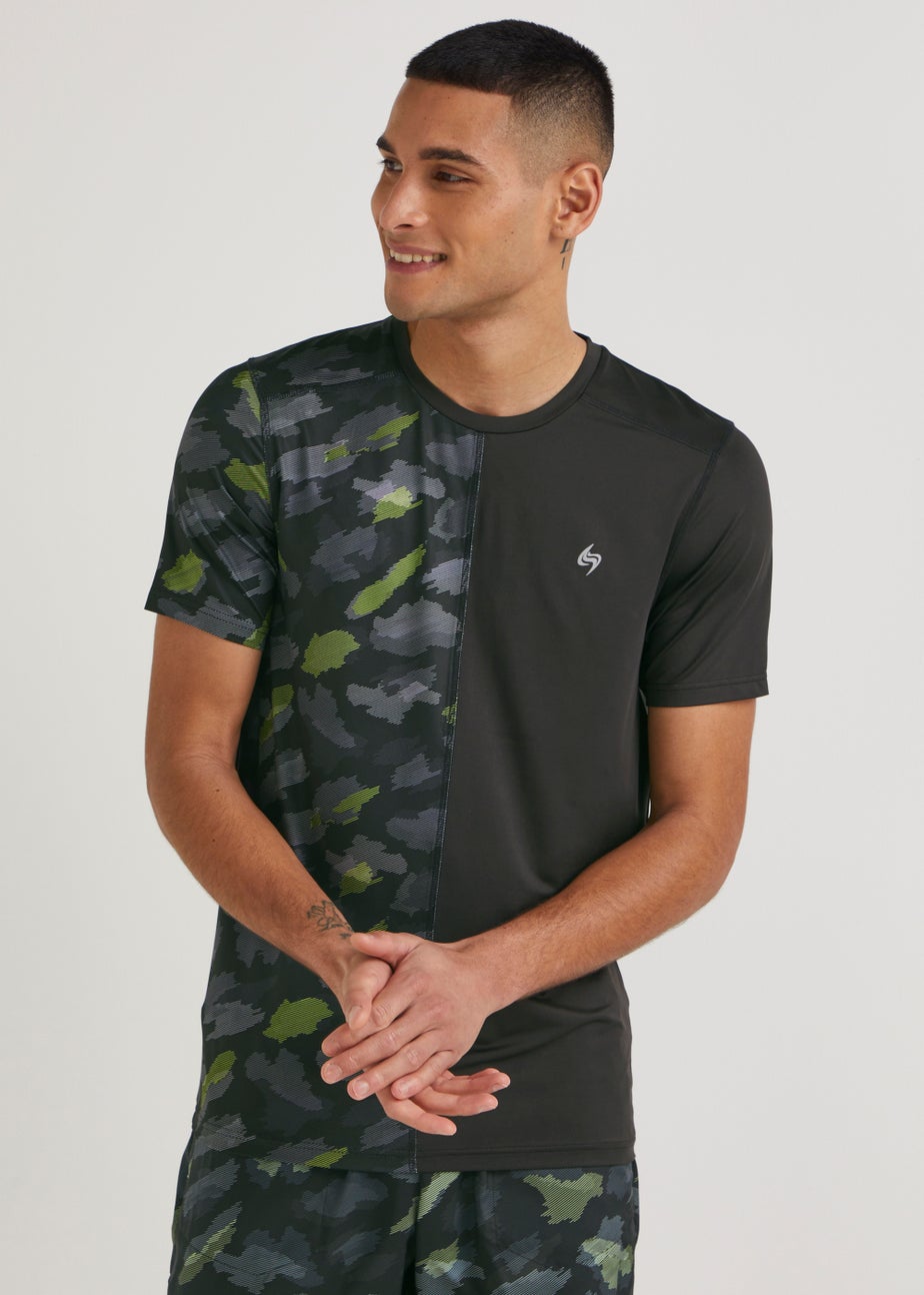 Souluxe Black Sketch Print Sports T-Shirt