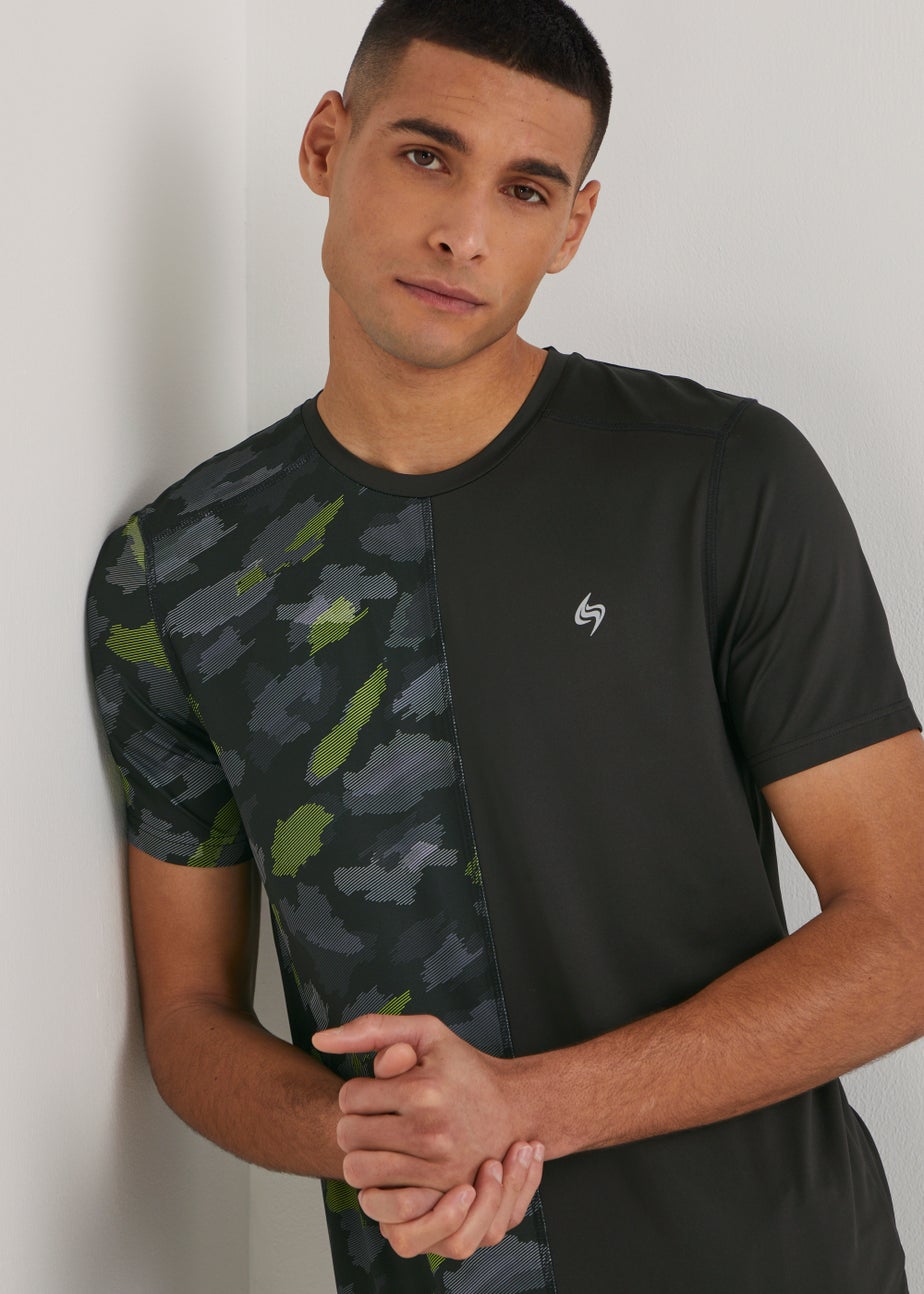 Souluxe Black Sketch Print Sports T-Shirt