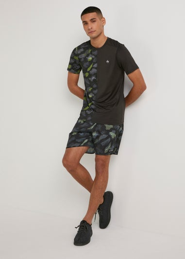 Souluxe Black Sketch Print Sports Shorts