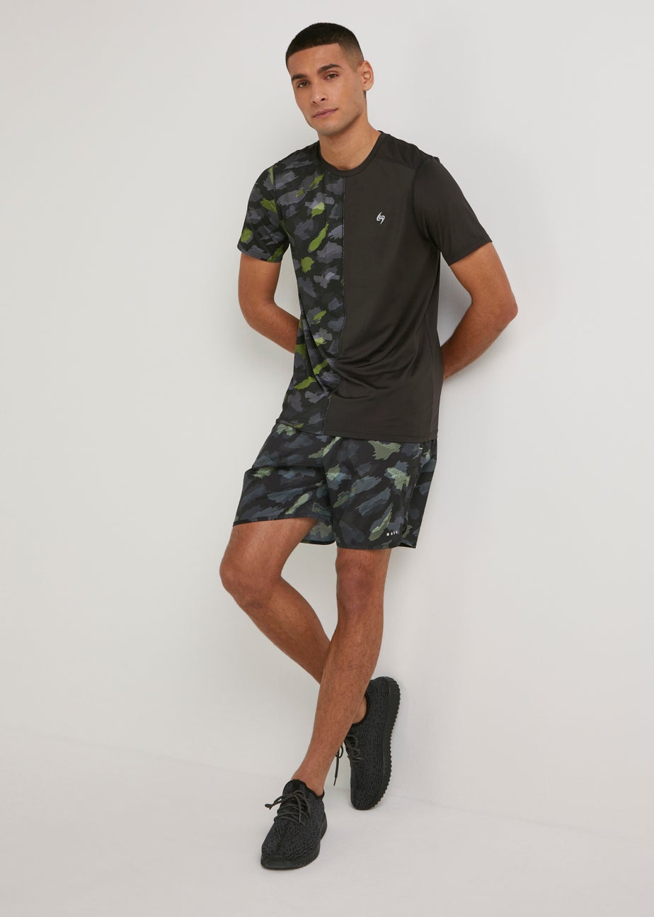 Souluxe Black Sketch Print Sports Shorts