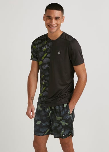 Souluxe Black Sketch Print Sports Shorts