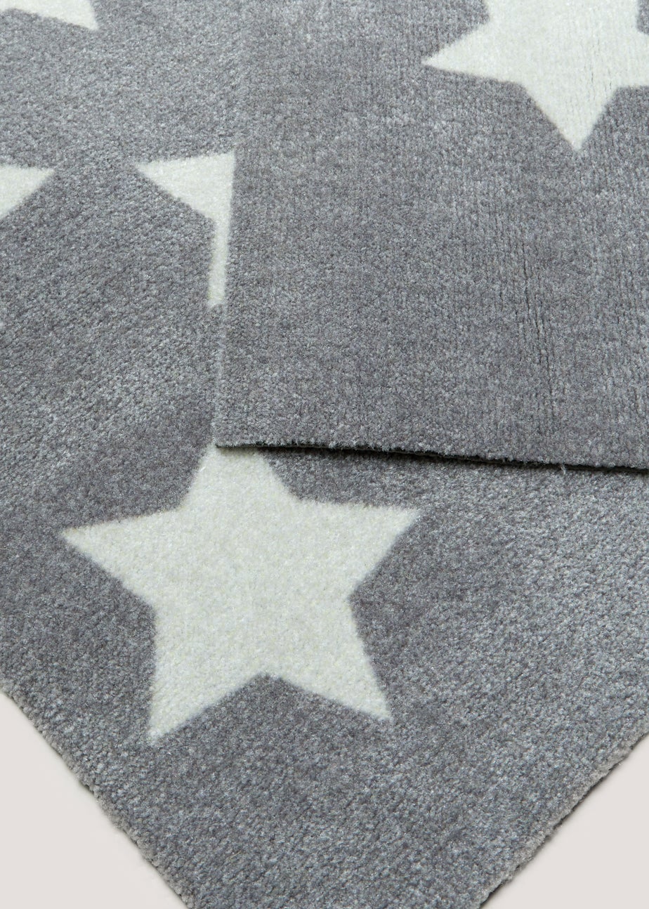 Grey Star Print Runner Washable Muddle Mat (50cm x 150cm)