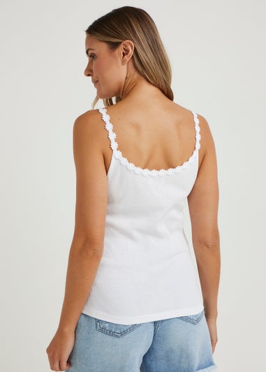 White Daisy Trim Cami Top