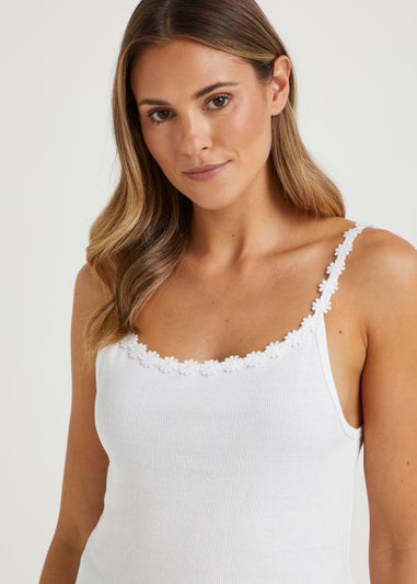 White Daisy Trim Cami Top