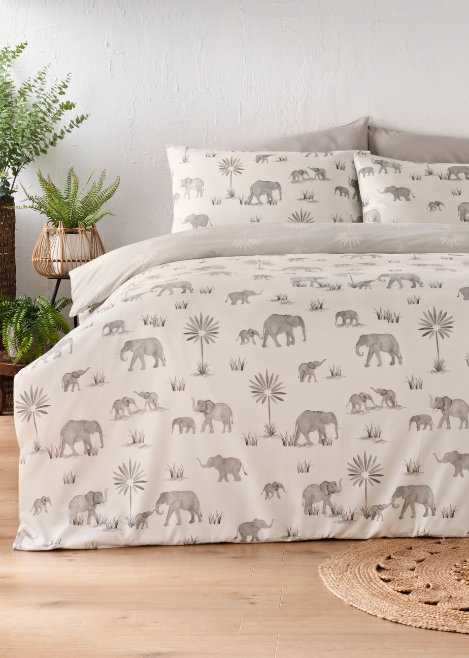 Grey Elephant Reversible Duvet Cover