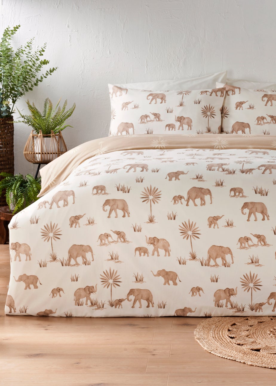 Natural Elephant Reversible Duvet Cover