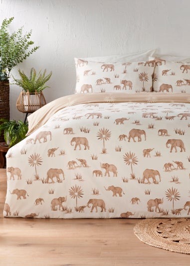 Natural Elephant Reversible Duvet Cover