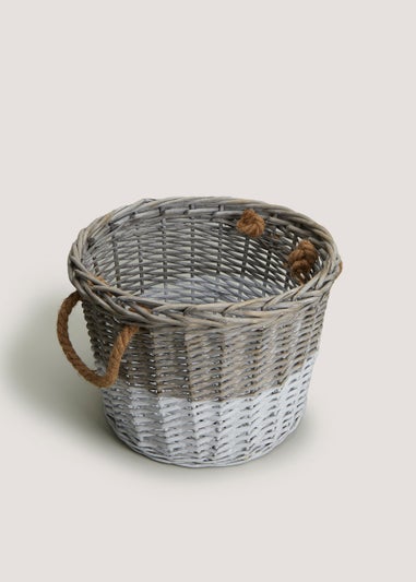 Grey Wicker Storage Basket (40cm x 28cm)
