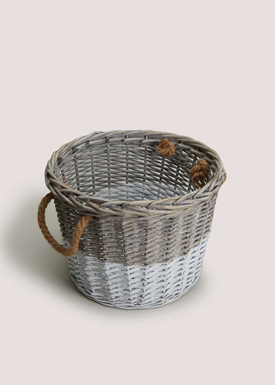 Grey Wicker Storage Basket (40cm x 28cm)
