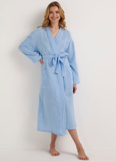 Blue Double Cloth Dressing Gown