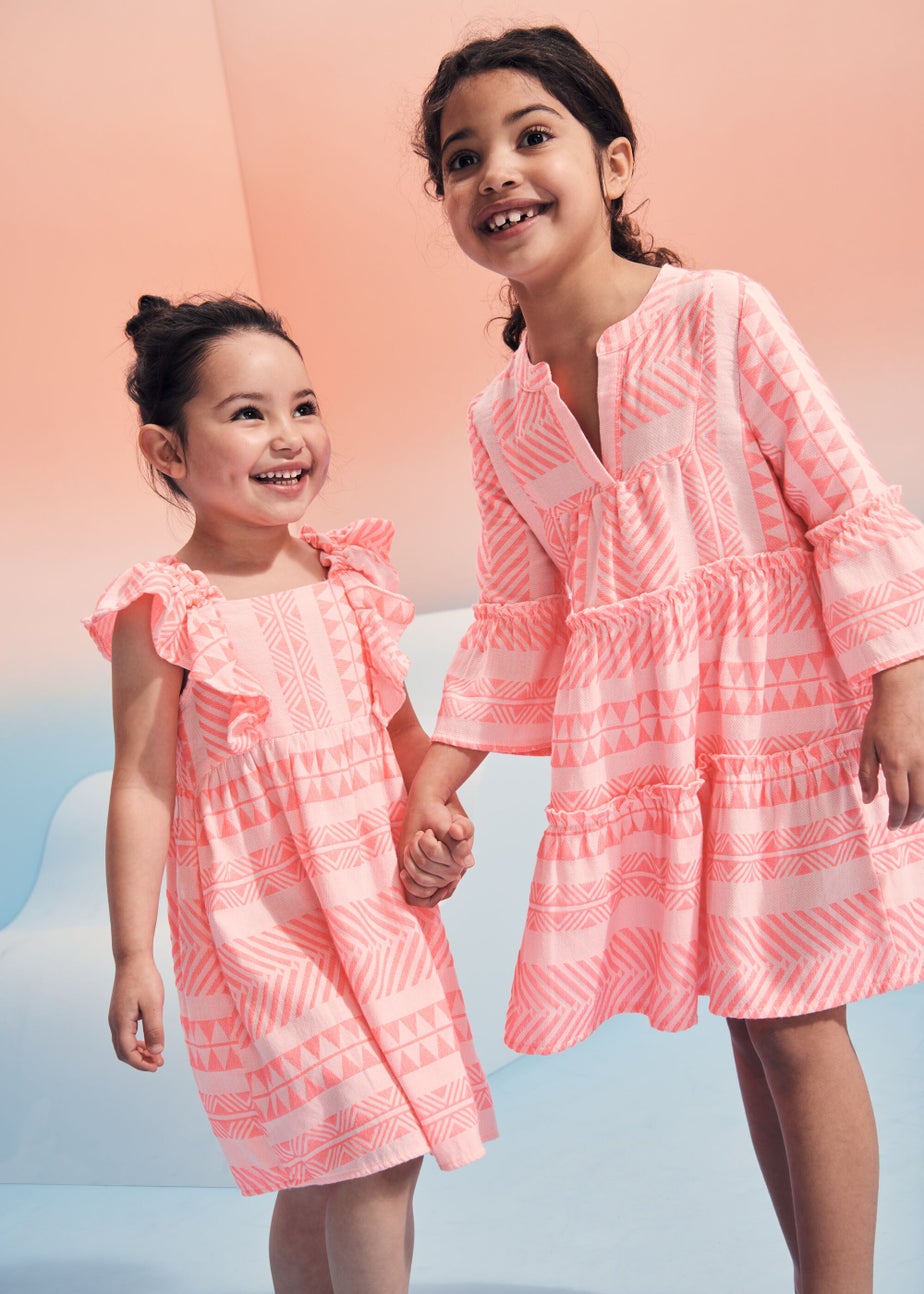 Girls Mini Me Pink Jacquard Dress (9mths-6yrs) Matalan