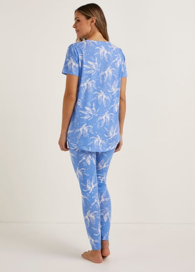 Blue Palm Print Legging Pyjama Set