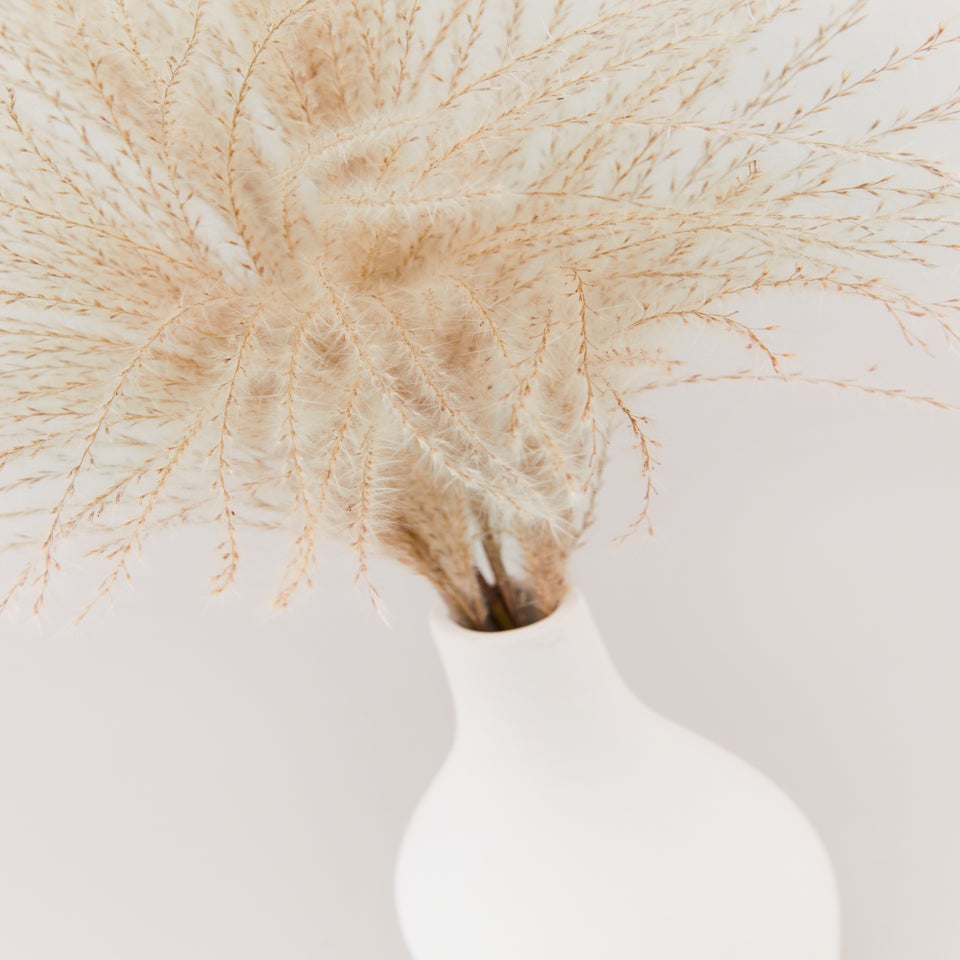 Faux Pampas in Cream Vase