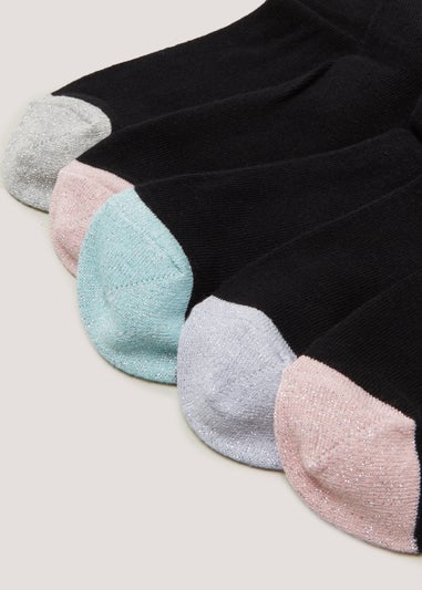 5 Pack Multicoloured Heel & Toe Socks