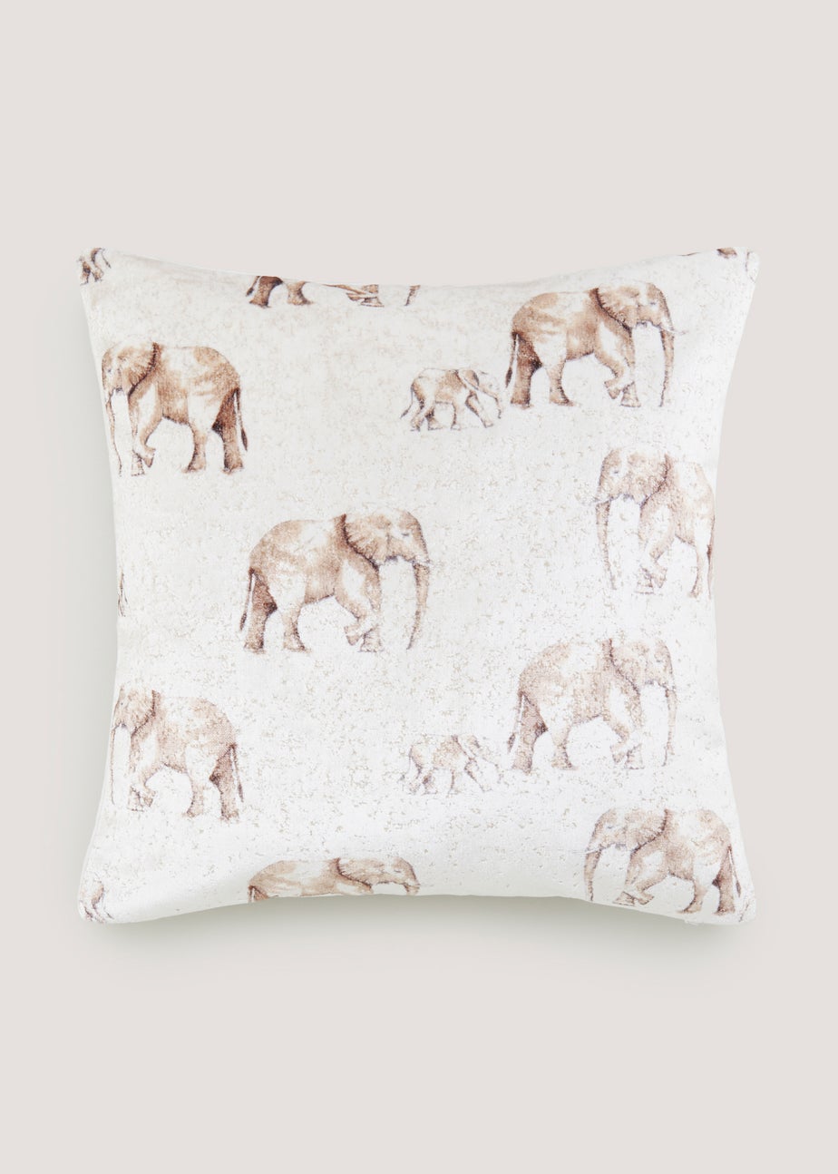 White Elephant Velvet Cushion (43cm x 43cm)