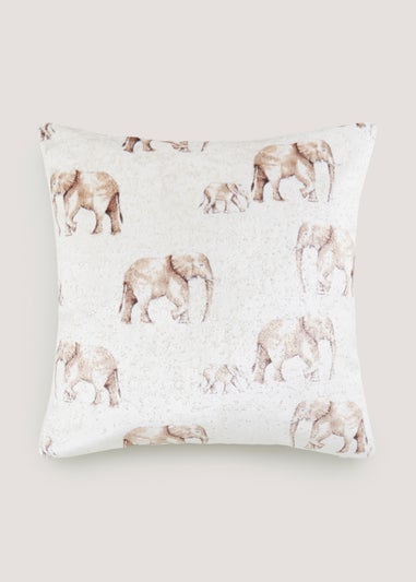 White Elephant Velvet Cushion (43cm x 43cm)