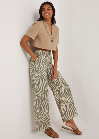 JDY Camille Brown Print Wide Leg Trousers