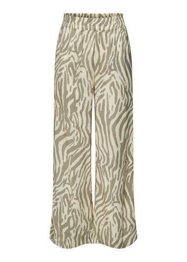 JDY Camille Brown Print Wide Leg Trousers