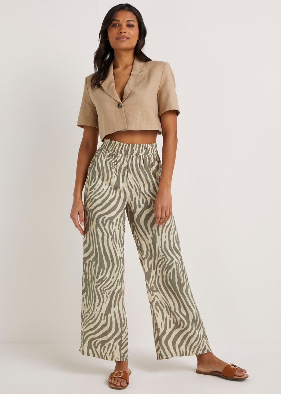 JDY Camille Brown Print Wide Leg Trousers