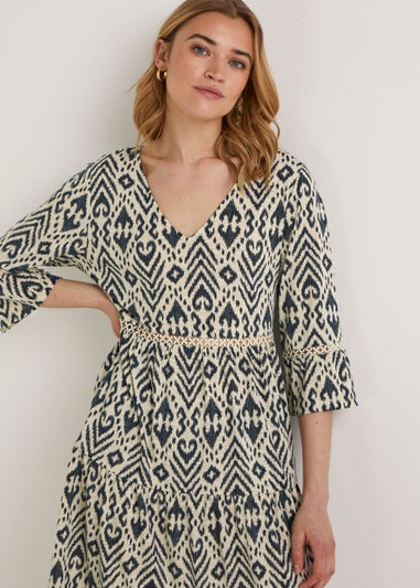 Multicoloured Dora Cream & Black Print Dress