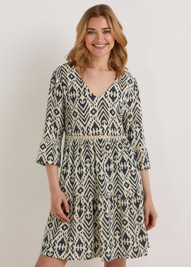 Multicoloured Dora Cream & Black Print Dress