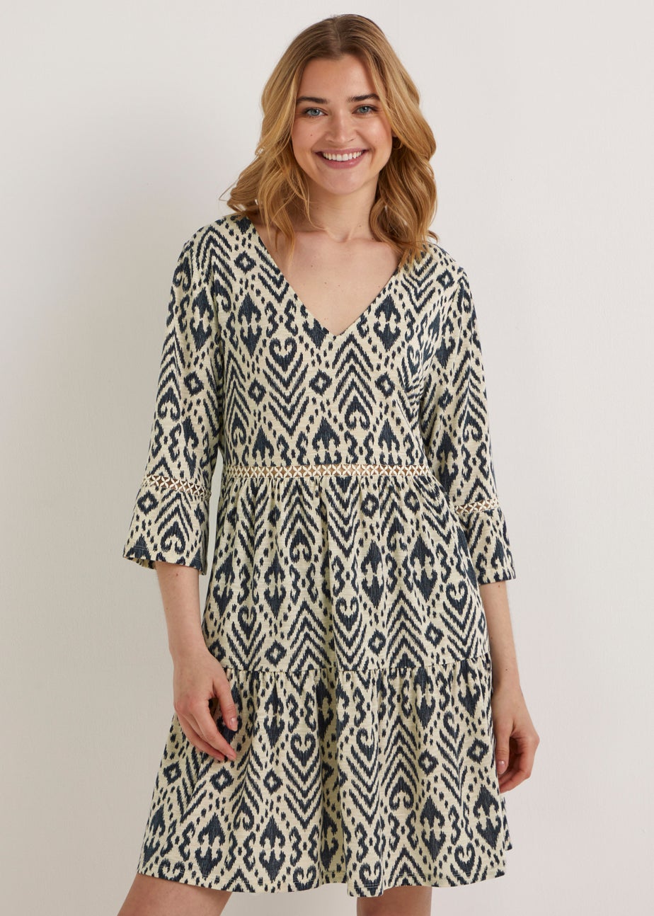 Multicoloured Dora Cream & Black Print Dress