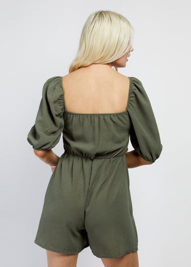 Girls on Film by Dani Dyer Khaki Tie Front Playsuit