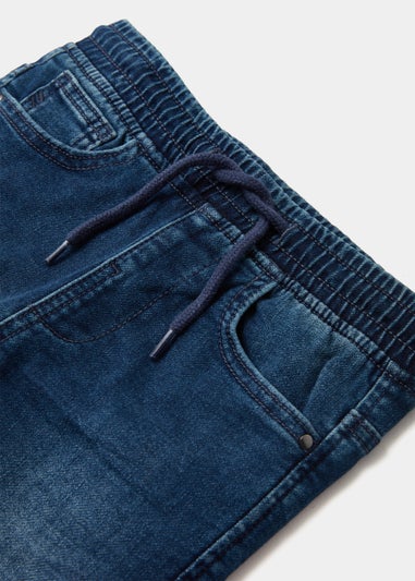 Boys Dark Wash Jersey Denim Cuffed Jeans (4-13yrs)