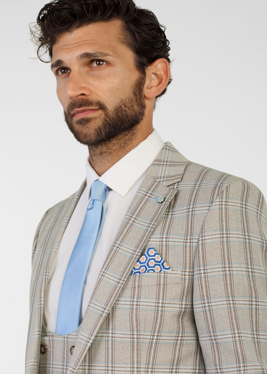 Broken Stitch Suffolk Stone Check Slim Fit Suit Jacket