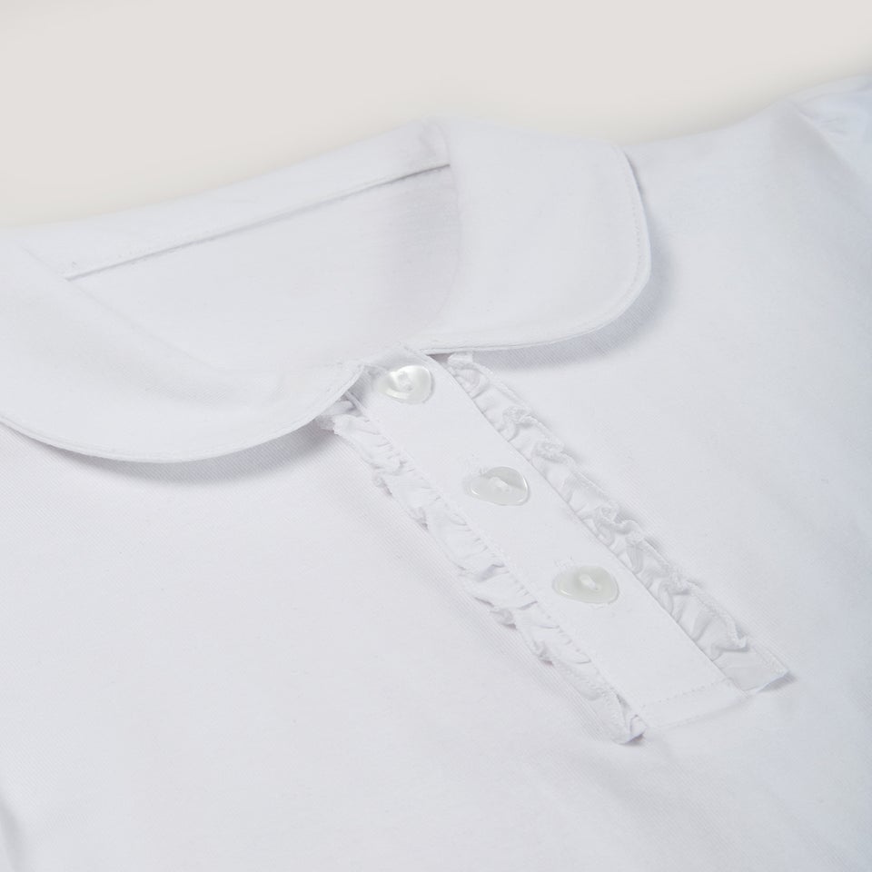 Girls White Jersey School Polo Shirt (3-13yrs)