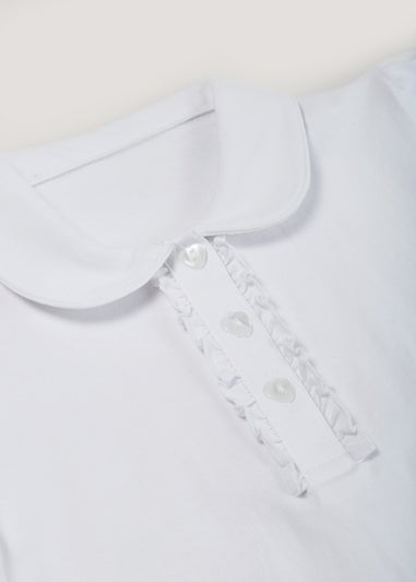 Girls White Jersey School Polo Shirt (3-13yrs)